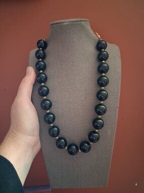 Thick 21 inch Black beaded necklace